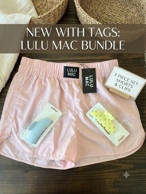 Lulu Mac Bundle: Pink Boxer-Style Shorts & 2 Trendy Claw Clips